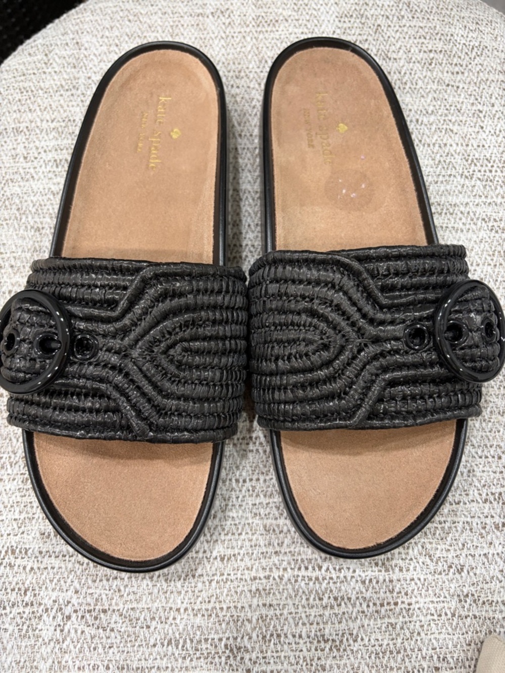 kate spade Black Braided Slide Mules